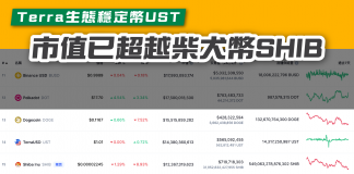 【Terra生態穩定幣UST 市值已超越柴犬幣SHIB】 ust