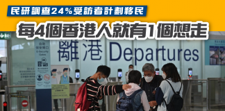 【香港移民潮持續】民研調查24%受訪者計劃移民 每4個香港人就有1個想走 香港移民潮