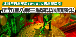 【比特幣只剩不足10% BTC供應量可挖】正式進入第三個減半周期後半 減半周期