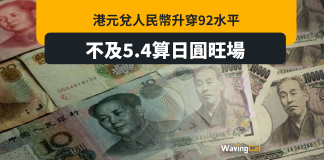港兌人仔升穿92 但不及5.4日圓旺場 港兌人仔升穿92 但不及5.4日圓唱場