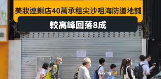 美妝店40萬承租尖咀海防道地舖 較高峰期跌8成 美妝店40萬承租尖咀海防道地舖 較高峰期跌8成