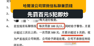 哈爾濱公司禁員工私聊微信 犯規罰100 犯5次即炒無補水 哈爾濱公司禁員工私聊微信 犯規罰100 犯5次即炒無補水