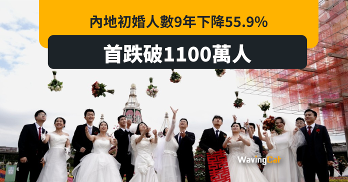 內地初婚人數9年跌55.9% 首跌破1100萬