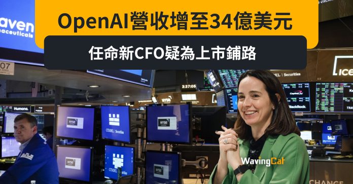OpenAI營收增至34億美元 任命新CFO疑為上市鋪路