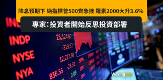 降息預期下 納指標普500齊急挫 羅素2000大升3.6% 專家:投資者開始反思投資部署 降息預期下 納指標普500齊急挫 羅素2000大升3.6% 專家:投資者開始反思投資部署