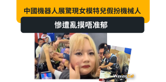 中國機器人展驚現女模特兒假扮機械人 慘遭亂摸唔准郁 中國機器人展驚現女模特兒假扮機械人 慘遭亂摸唔准郁