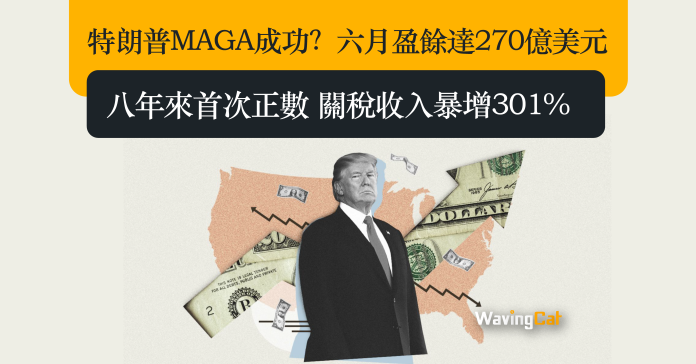 特朗普MAGA成功？　六月盈餘達270億美元 八年來首次正數 關稅收入暴增301%